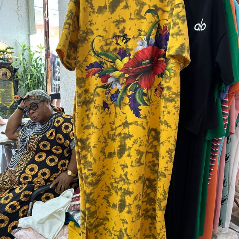 YA LIN floral printed yellow kaftan dress