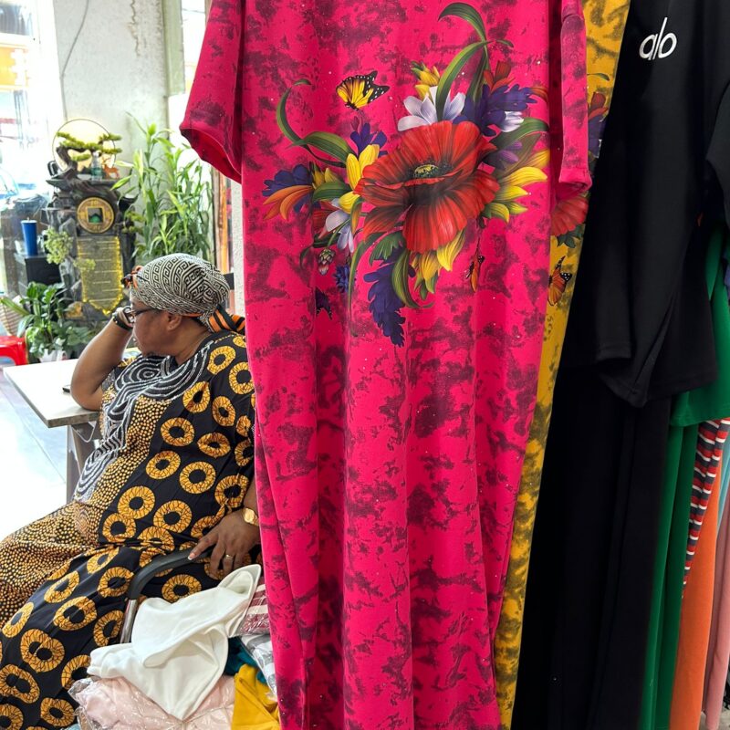 YA LIN floral printed pink kaftan dress